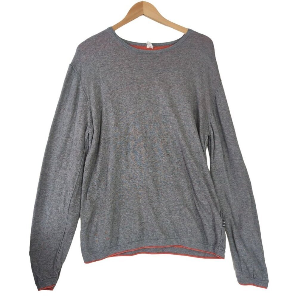Five Four Reversible Sweater Mens XL Grey Orange Pullover Crew Neck‎ Cotton